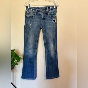 Miss Me Jeans Cross Angel Wings boot cut style Jp5117UR Blue cowgirl western 27